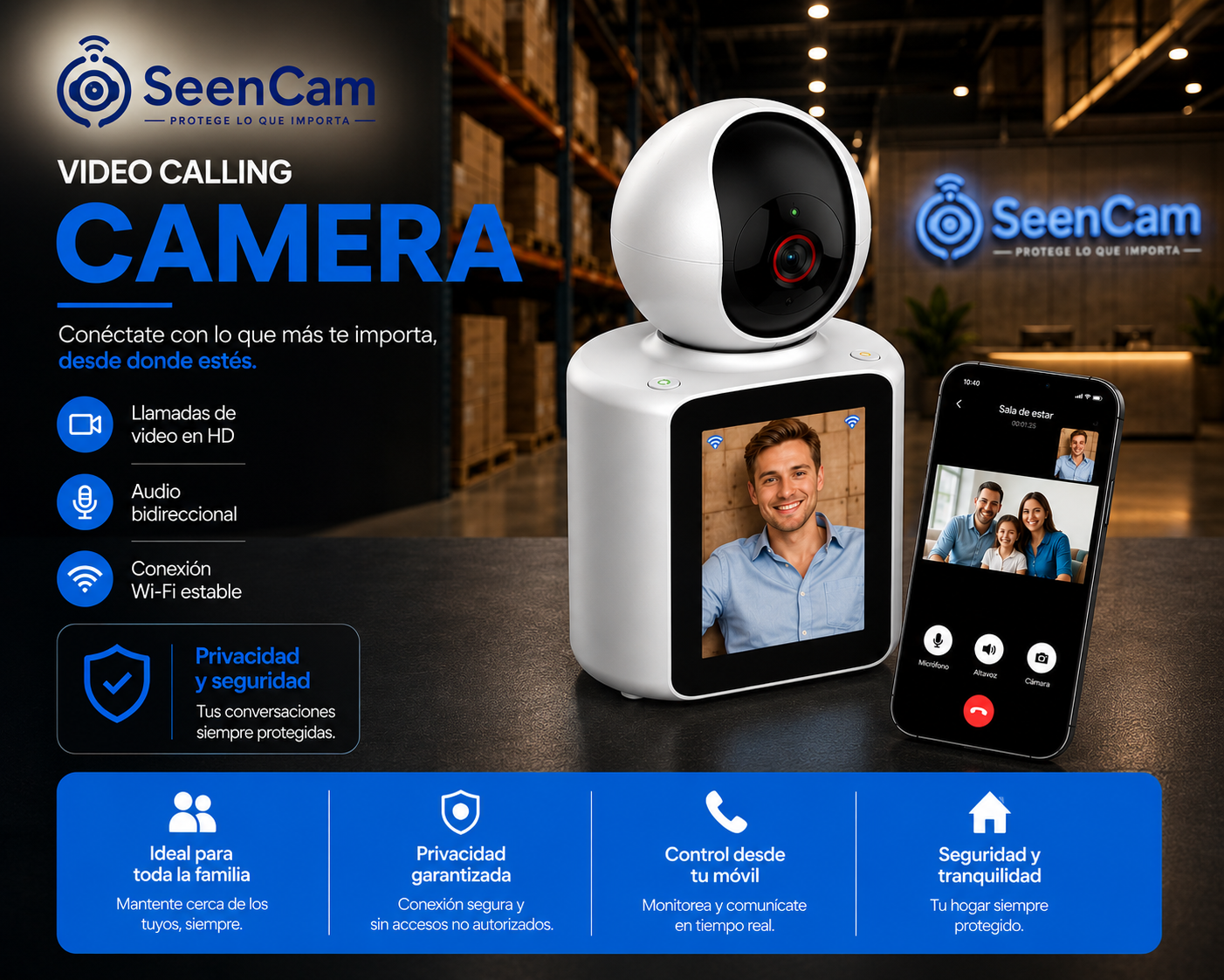 Cámara WiFi SeenCam™ 1080P Full HD - Interior/Exterior
