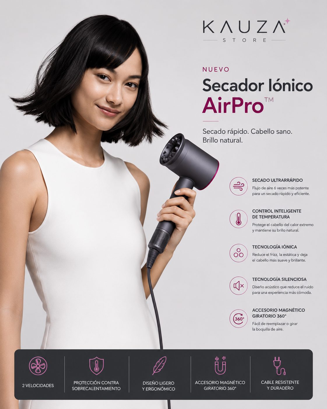 KAUZA AirPro™ – Secador Iónico de Alta Velocidad ⭐⭐⭐⭐⭐
